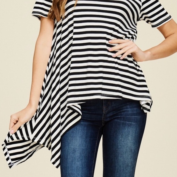STRIPED ASYMMETRICAL TOP - Picture 2 of 5